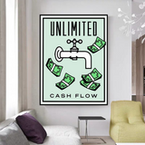 Monopoly Time Is Money Canvas Wall Art-ChandeliersDecor