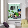 Monopoly Time Is Money Card Canvas Wall Art