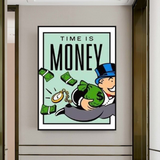 Monopoly Time Is Money Card Canvas Wall Art-ChandeliersDecor