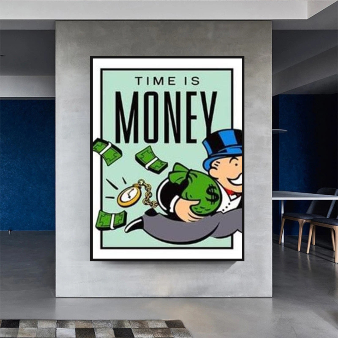 Monopoly Time Is Money Card Canvas Wall Art-ChandeliersDecor