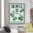 Monopoly Unlimited Cash Flow Card Canvas Wall Art