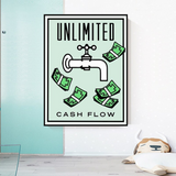 Monopoly Unlimited Cash Flow Card Canvas Wall Art-ChandeliersDecor