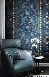 Morrocon Blue Abstract Wallpaper Mural-ChandeliersDecor.com
