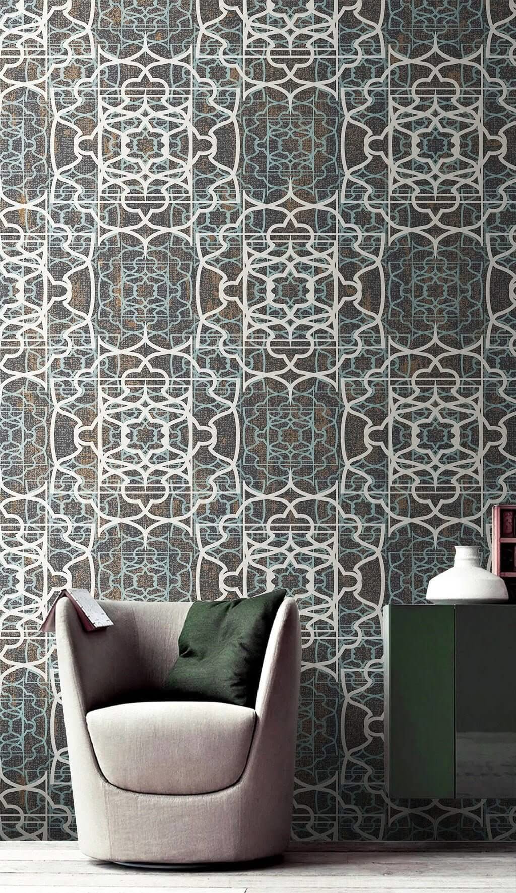 Morrocon Theme Geometric Wallpaper Mural-ChandeliersDecor.com
