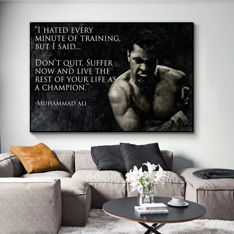 Motivational Quotes Muhammad Ali Canvas Paintings Inspirational Sport Posters and Prints Wall Art Picture for Living Room Decor-ChandeliersDecor