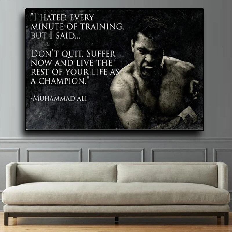 Motivational Quotes Muhammad Ali Canvas Paintings Inspirational Sport Posters and Prints Wall Art Picture for Living Room Decor-ChandeliersDecor