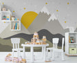 Mountain Peaks Snow: Kids Room Wallpaper Mural-ChandeliersDecor.com