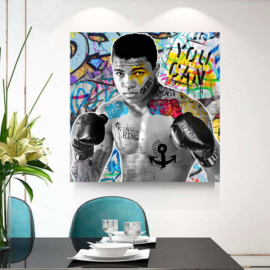 Muhammad Ali Boxer Graffiti Canvas Wall Art-ChandeliersDecor