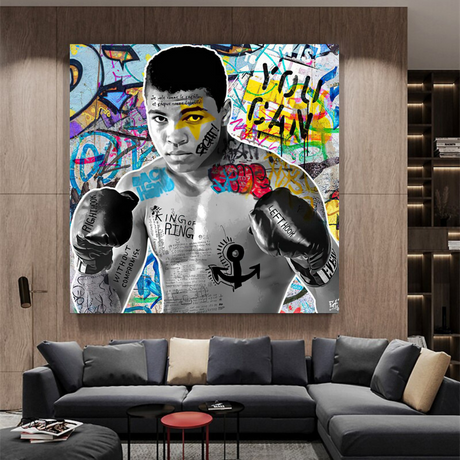 Muhammad Ali Boxer Graffiti Canvas Wall Art-ChandeliersDecor