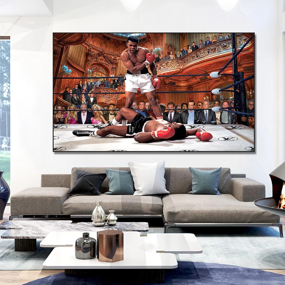 Muhammad Ali VS Liston Boxing Canvas Wall Art-ChandeliersDecor