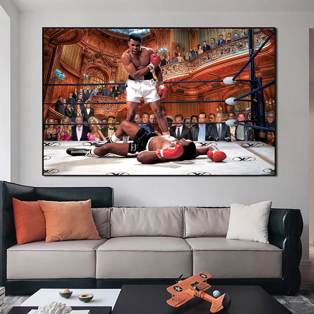 Muhammad Ali VS Liston Boxing Canvas Wall Art-ChandeliersDecor