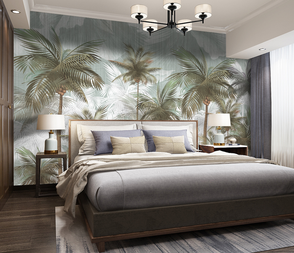 Nature Palm Trees Design - Tropical Forest Wallpaper Mural-ChandeliersDecor