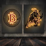 Neon Prints Gold Bitcoin Canvas Wall Art