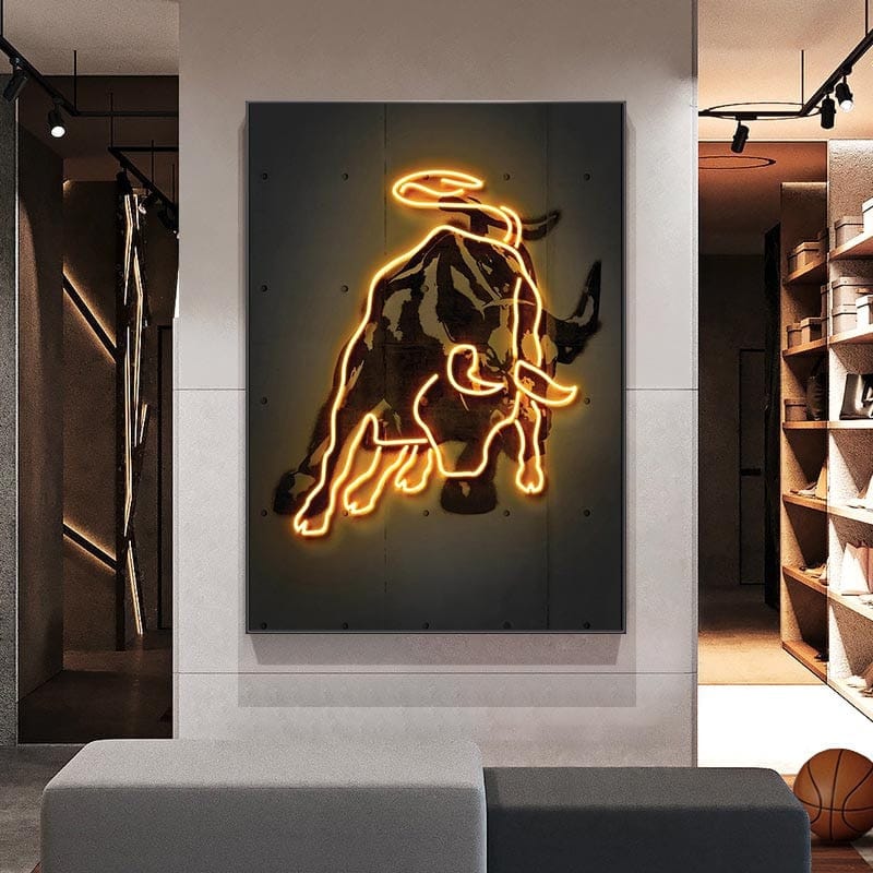 Neon Prints Gold Bitcoin Canvas Wall Art-ChandeliersDecor