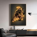 Neon Prints Gold Bitcoin Canvas Wall Art-ChandeliersDecor