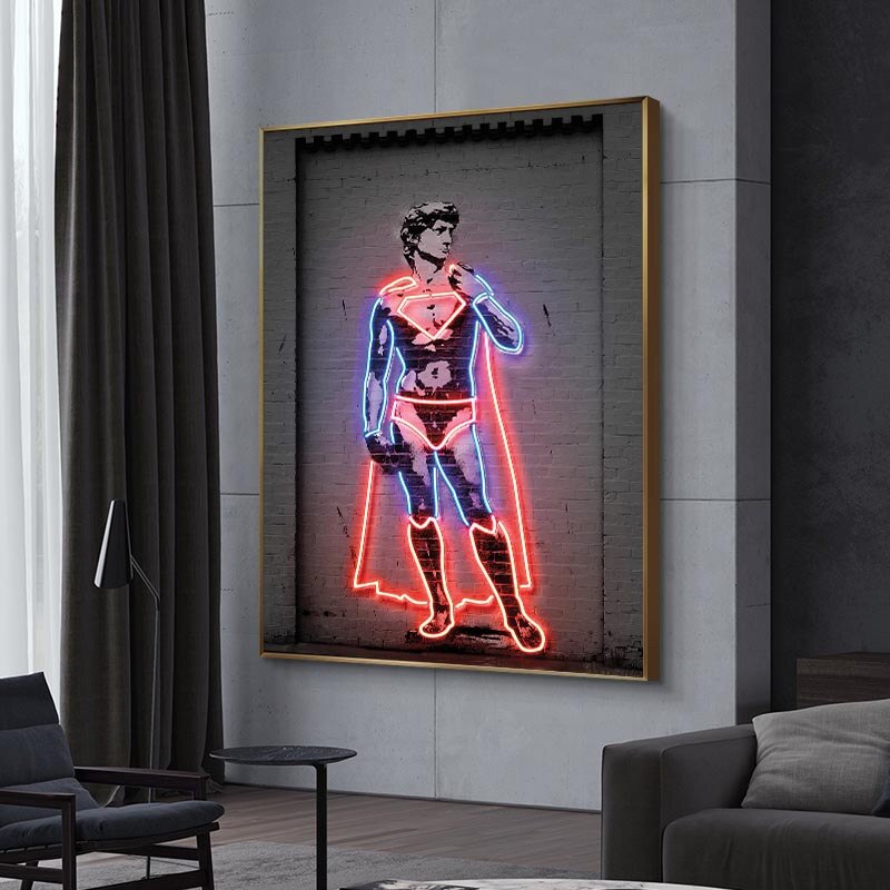 Neon Wall Painting David Canvas Wall Art-ChandeliersDecor