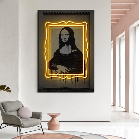 Neon Wall Painting Mona Lisa Canvas Wall Art