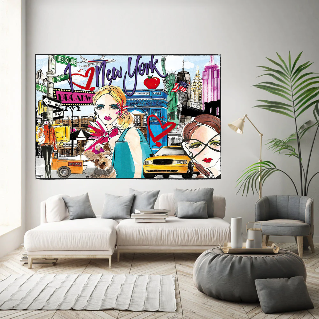 New York Love Canvas Wall Art-ChandeliersDecor