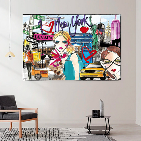 New York Love Canvas Wall Art-ChandeliersDecor