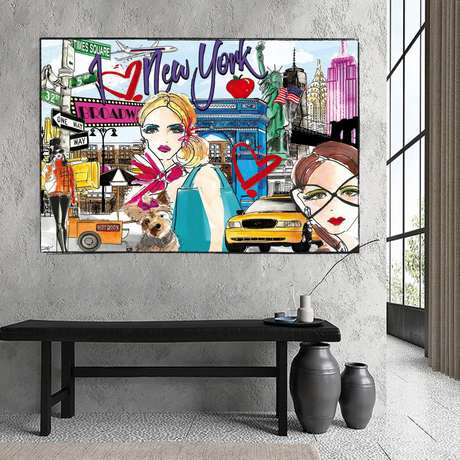 New York Love Canvas Wall Art-ChandeliersDecor