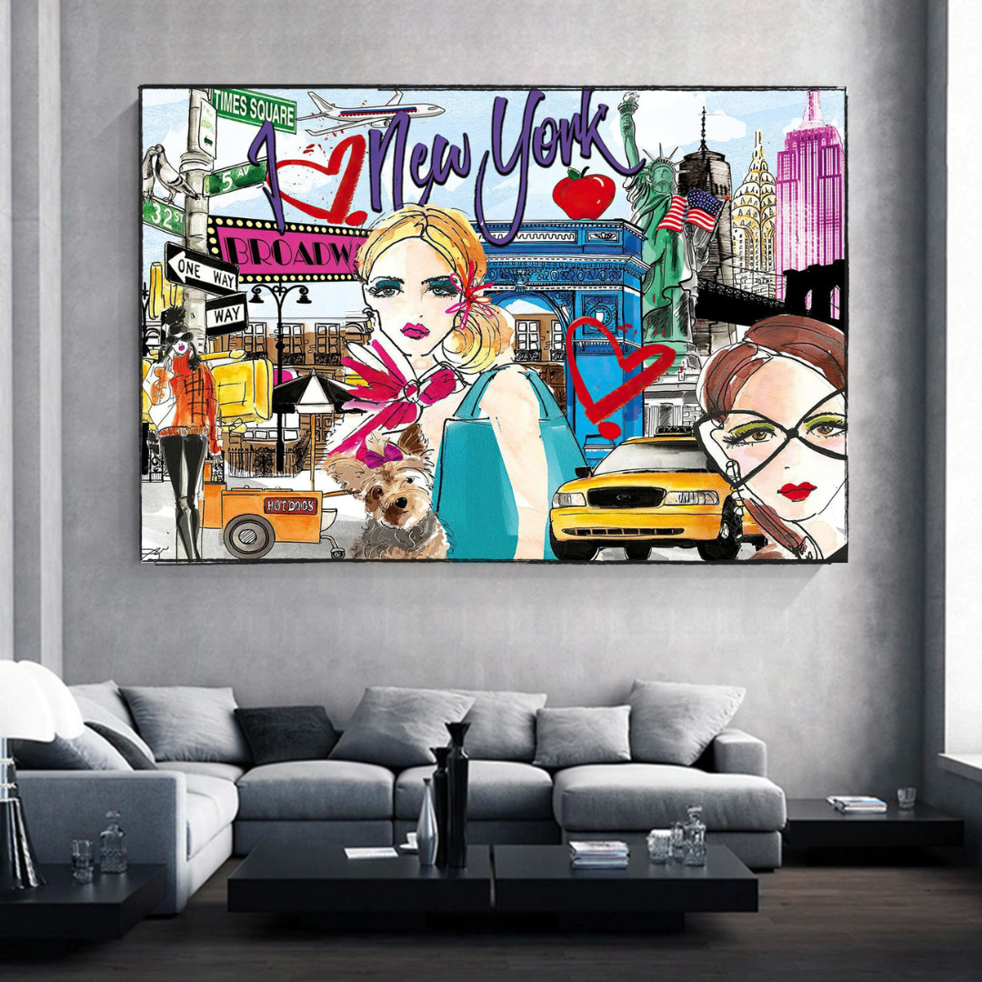 New York Love Canvas Wall Art-ChandeliersDecor