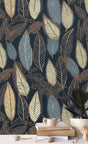 Night time Leaves Wallpaper Mural-ChandeliersDecor.com