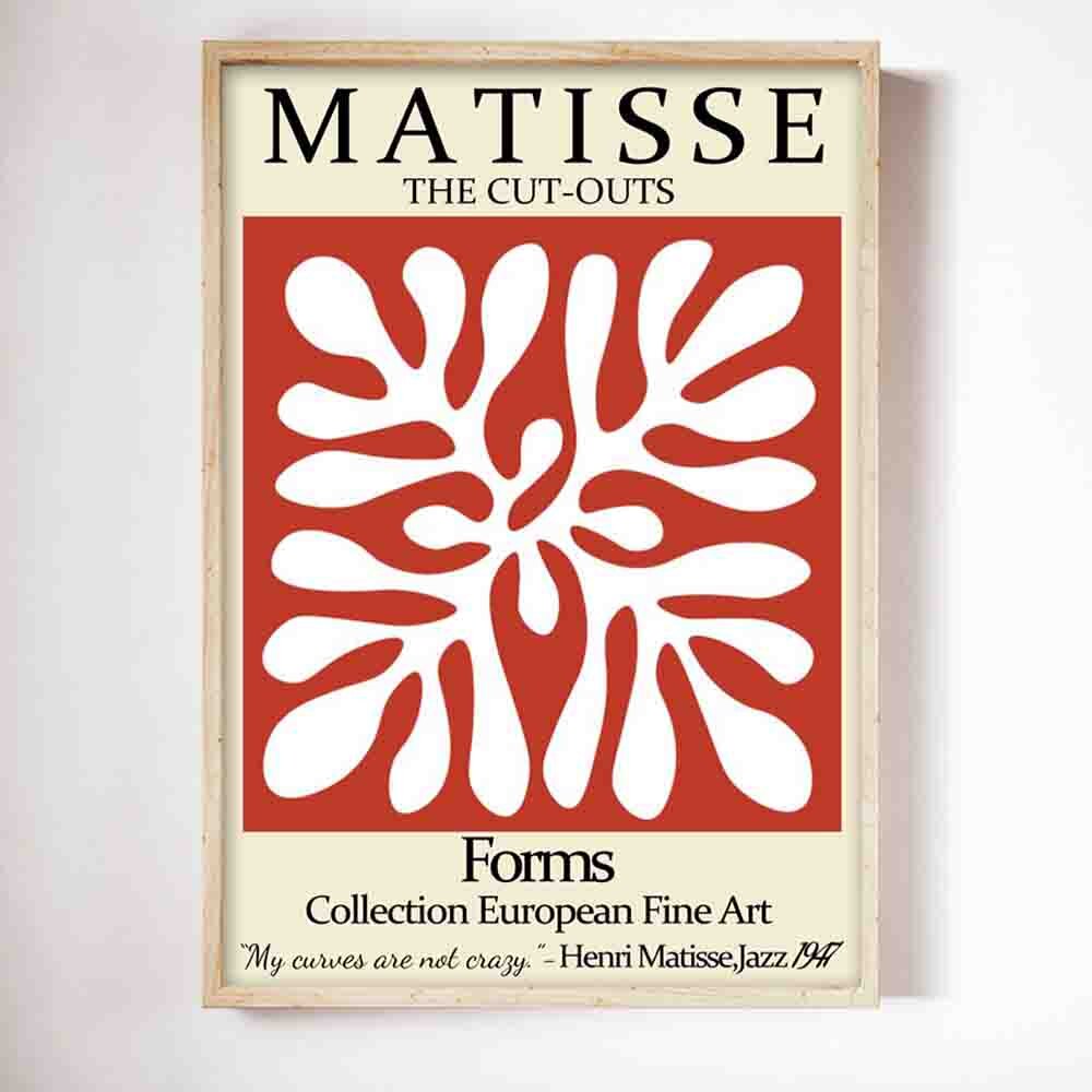 Nordic Abstract Art Matisse Poster Red Theme Canvas Wall Art-ChandeliersDecor