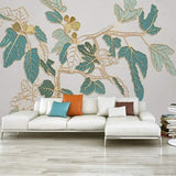 Nordic Golden Embossed Line Leaf Wallpaper for Home Wall Decor-ChandeliersDecor.com