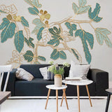 Nordic Golden Embossed Line Leaf Wallpaper for Home Wall Decor-ChandeliersDecor