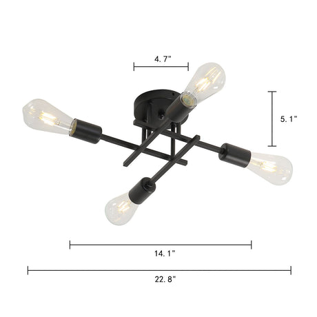 Nordic Industrial Semi Flush Mount Ceiling Lamp-ChandeliersDecor