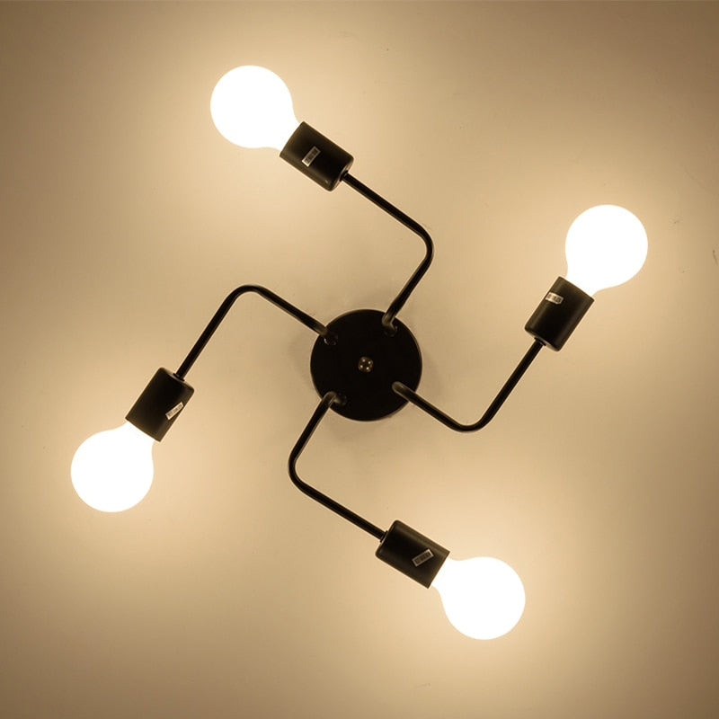 Nordic Industrial Semi Flush Mount Ceiling Lamp-ChandeliersDecor