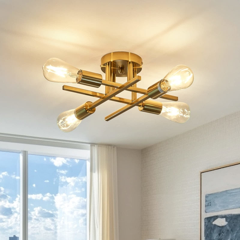 Nordic Industrial Semi Flush Mount Ceiling Lamp-ChandeliersDecor