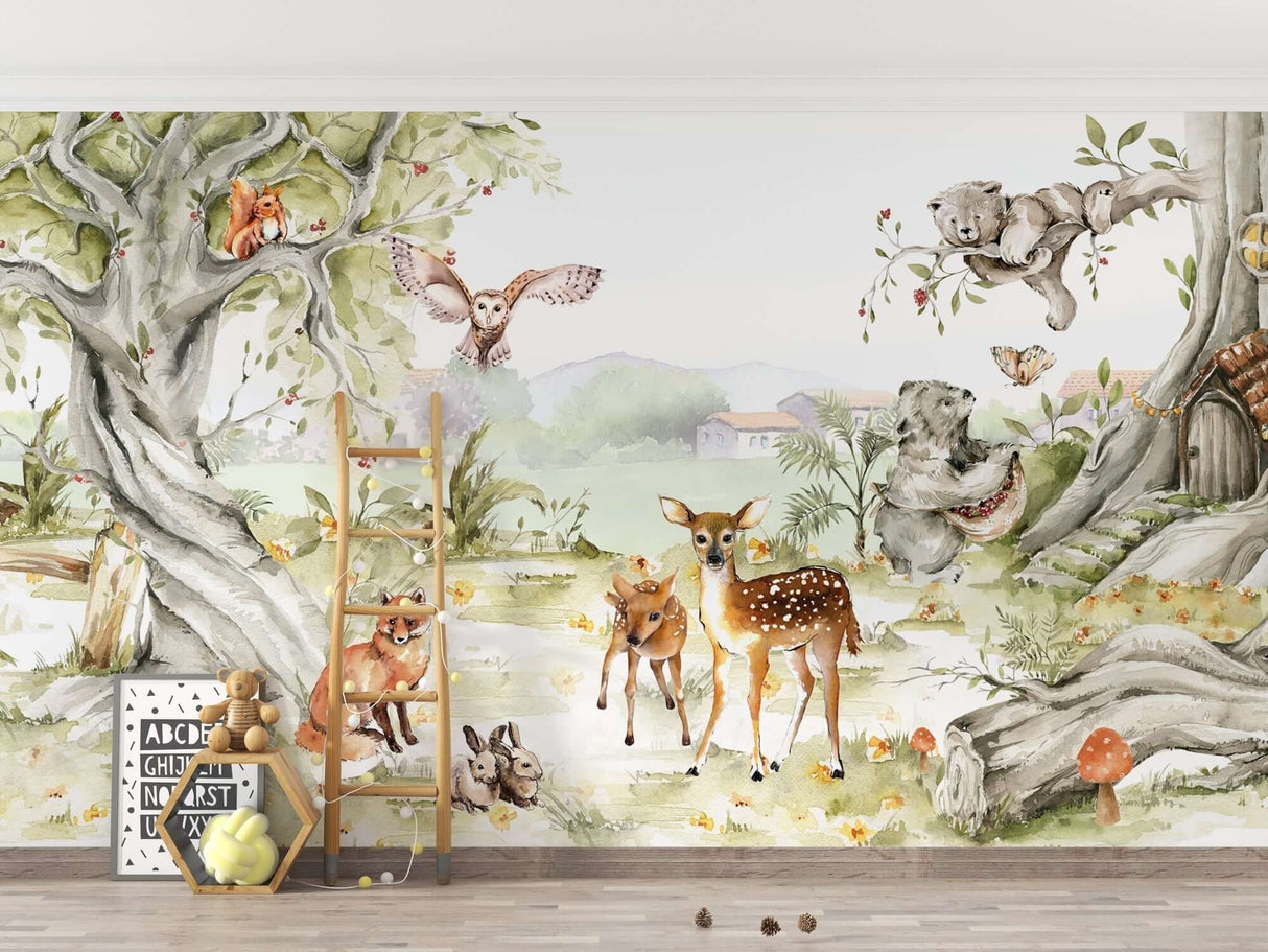 Nordic Jungle Animals - Kids Room Wallpaper Mural-ChandeliersDecor.com