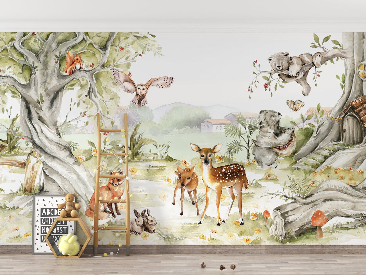 Nordic Jungle Animals - Kids Room Wallpaper Mural-ChandeliersDecor
