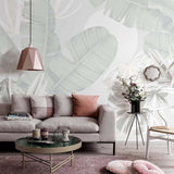 Nordic Tropical Leaves Palm Leaves Wallpaper Mural-ChandeliersDecor.com