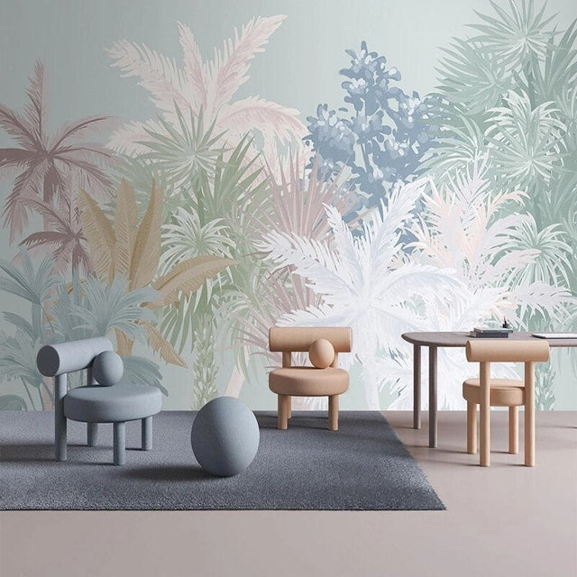 Nordic Tropical Plant Forest Wallpaper for Home Wall Decor-ChandeliersDecor