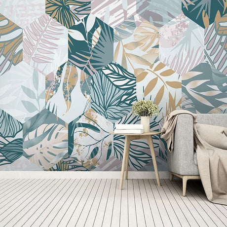 Nordic Tropical Plant Leaf Wallpaper for Home Wall Decor-ChandeliersDecor