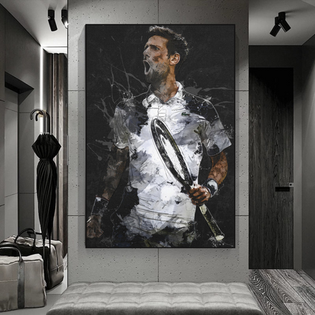 Novak Djokovic Tennis Legend Sports Canvas Wall Art-ChandeliersDecor