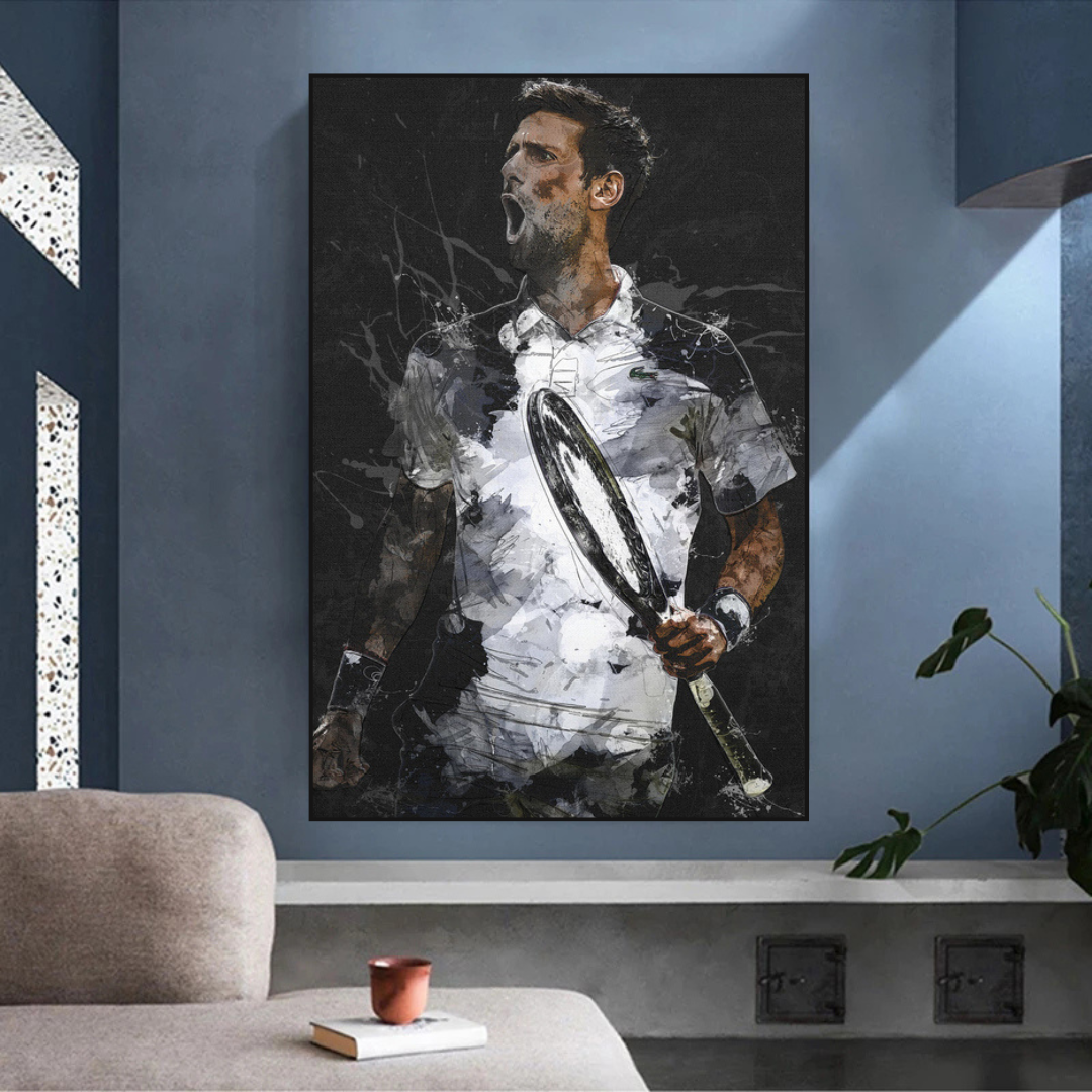 Novak Djokovic Tennis Legend Sports Canvas Wall Art-ChandeliersDecor