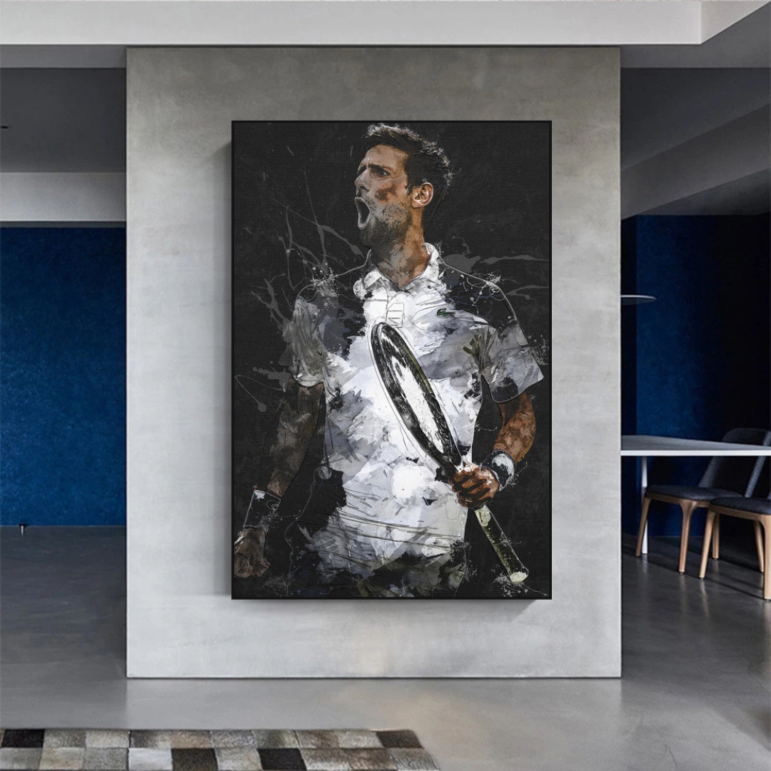 Novak Djokovic Tennis Legend Sports Canvas Wall Art-ChandeliersDecor