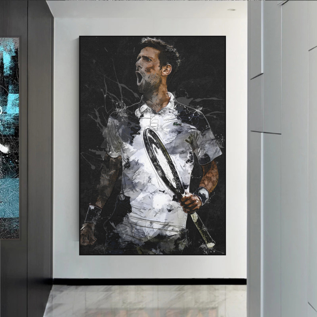 Novak Djokovic Tennis Legend Sports Canvas Wall Art-ChandeliersDecor