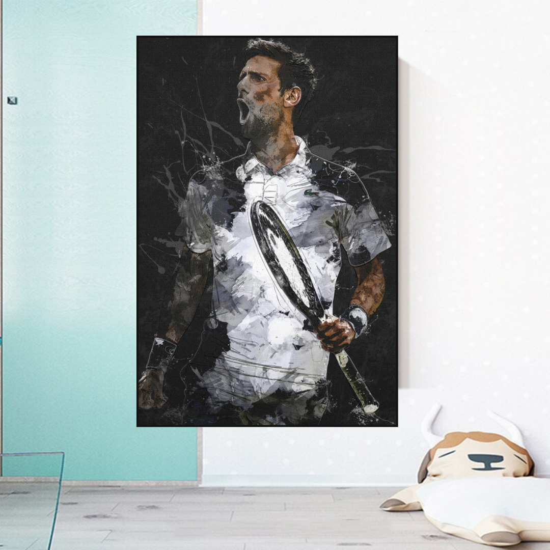 Novak Djokovic Tennis Legend Sports Canvas Wall Art-ChandeliersDecor