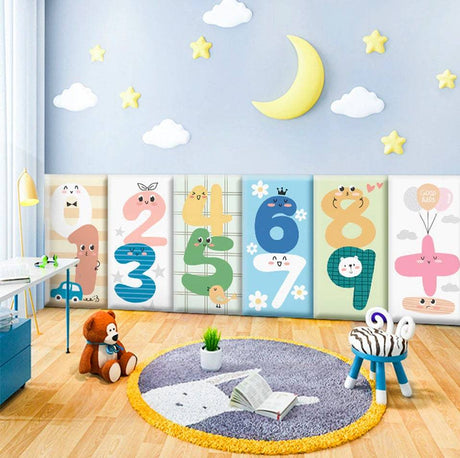 Number Fun Kids Wall Padded Safety Cushions Set-ChandeliersDecor