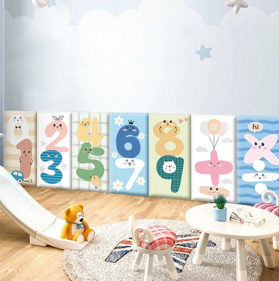 Number Fun Kids Wall Padded Safety Cushions Set-ChandeliersDecor