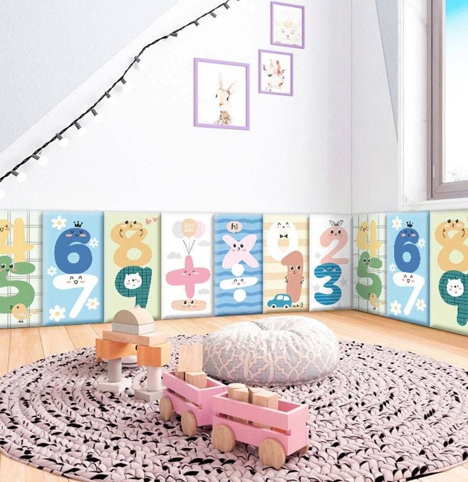 Number Fun Kids Wall Padded Safety Cushions Set-ChandeliersDecor