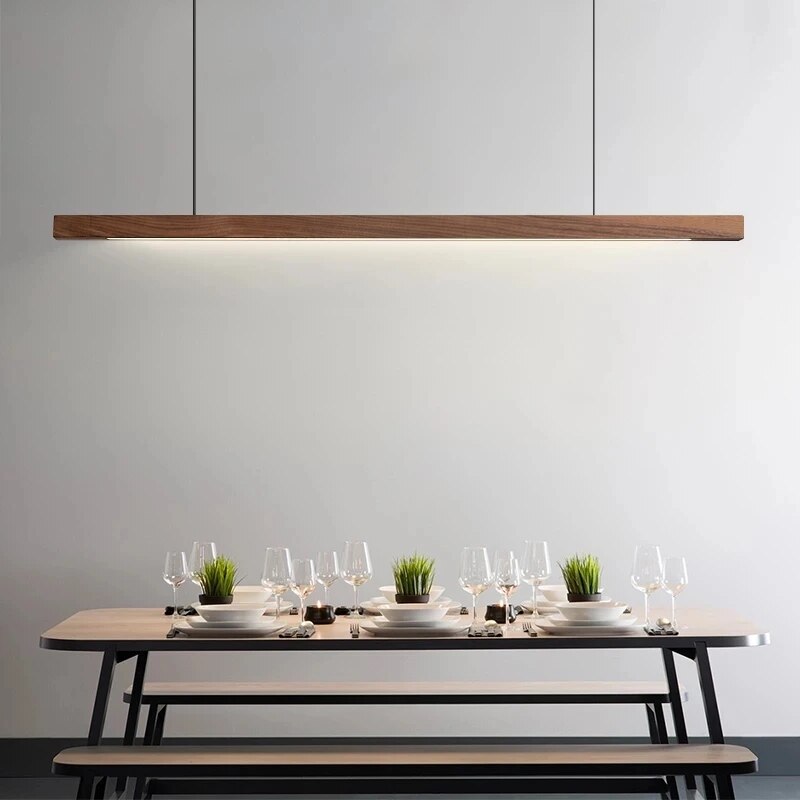 Oak Wood Ceiling Bar Wooden LED Pendant Light-ChandeliersDecor