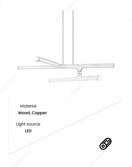 Oak Wood Kitchen Island LED Light Bar-ChandeliersDecor