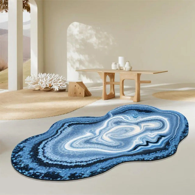 Ocean Wave Blue Lines Rug-ChandeliersDecor