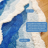 Ocean Wave Fluffy Blue Lines Rug-ChandeliersDecor