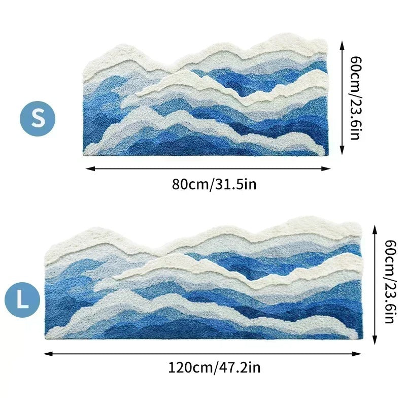 Tapis moelleux à lignes bleues Ocean Wave